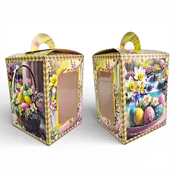 Коробка для великодньої паски з віконцем 14×14×18,7 см, подарункова, на 400 г - мініатюра 4
