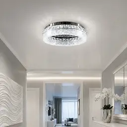Хромована стельова люстра світлодіодна Splendid Ray L3455/400/1 LED (Chrome), 40 см з кришталевим декором