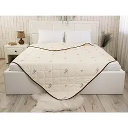Ковдра вовняна літня Руно Sheep мікрофібра 140х205 см молочна - мініатюра 2