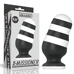 Анальна пробка LoveToy X-Missioner 18 см (чорно-білий) - мініатюра 2