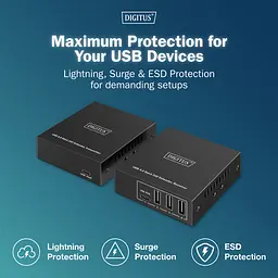 Подовжувач Digitus USB 3.2 Gen1, для використання з кабелем Cat6A, до 100 м, 3 х USB-A, 1 x USB-C, чорний - мініатюра 6