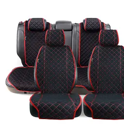 Накидки для сидінь задні Алькантара Verona Premium L Чорні-Червона Нитка (Оригінал) - мініатюра 2