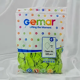 Надувні повітряні кульки Gemar 26 см (10") 100 шт наповнення повітрям або гелієм перламутровий Салатовий - мініатюра 2