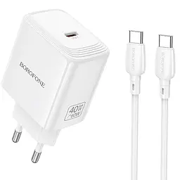 МЗП BN33 Fuente PD40W (1USB-C) + кабель Type-C to Type-C White Borofone teh0029629