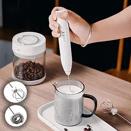 Капучинатор ручний CoffeeMix, білий, акумуляторний, 2 насадки, 5 Вт - мініатюра 4