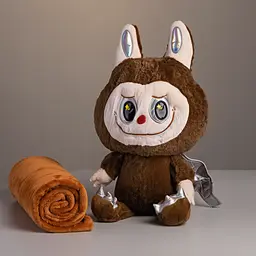 М'яка іграшка-плед та подушка 3 в 1 Labubu Brown Dragon Лабубу Коричневий Colorful Home 520-29BR