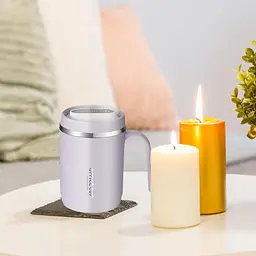 Кухоль office cup 500 мл для кави чаю з вакуумною ізоляцією нержавіюча сталь 304/PP purple grei - мініатюра 4
