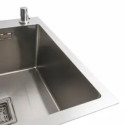 Кухонна мийка 78x50С R нержавійка Platinum Handmade (поглиблена полиця, 3.0/1.0 мм), Нержавіюча сталь - мініатюра 4
