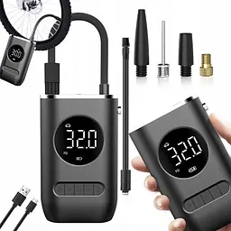 Компресор акумуляторний автомобільний 1193 із цифровим дисплеєм USB Type-C  4 насадки з ліхтариком  - мініатюра 4