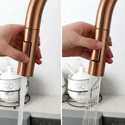 Змішувач для кухні на дві води Rea Eco Fresh із висувним виливом brushed copper REA-B7436 - мініатюра 3