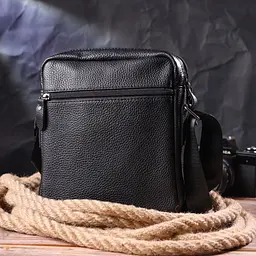 Практична чоловіча сумка з натуральної шкіри 21291 Vintage чорна - мініатюра 10
