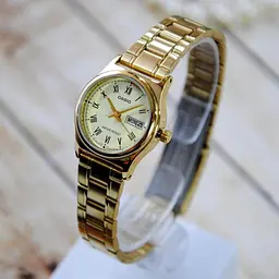 Жіночі годинники кварцові наручні золоті японські оригінальні Casio LTP-V006G-9BUDF (модуль №5237) - мініатюра 7