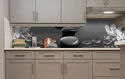 Вініловий кухонний фартух Happy Pocket Глянцеві Камені наклейка для кухні краплі квіти Текстура Сірий Z181401 - мініатюра 4