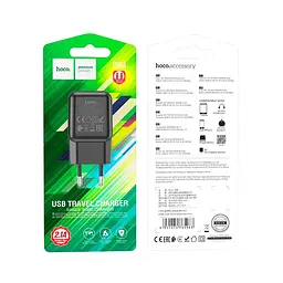 Зарядний блок - адаптер мережевий HOCO single port charger C96A 1USB 2.1A чорний - мініатюра 8