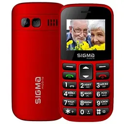 Мобільний телефон Sigma mobile Comfort 50 Easy Type-C, Red, "бабусефон", 2 Mini-SIM, дисплей 1.77" кольоровий (160x128), моноблок