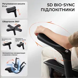 Офісне крісло Sihoo C300 LITE V2, White, з підставкою для ног (C300-LITE-V2-B102-JT) - мініатюра 10