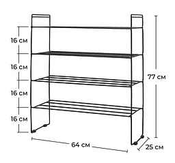 Етажерка для взуття Fabrika Home Art Max 64х25х77 см Чорний (FK1076B) - мініатюра 3