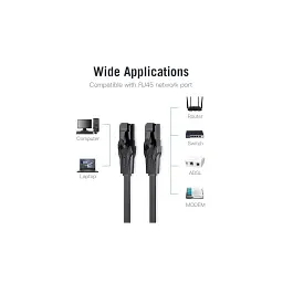 Патч-корд 5м, UTP cat 6 RJ-45 flat black Vention (IBJBJ) - мініатюра 2