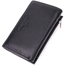 Шкіряний жіночий гаманець у три складання ST Leather 22488 чорний
