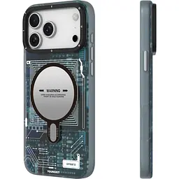 Чохол YoungKit Futuristic Circuit Board with Magnetic Ring для Apple iPhone 17 Pro Max Blue [168256] - мініатюра 2