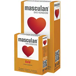Презервативи Masculan Gold золотого кольору 3 шт. - мініатюра 2