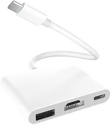 Адаптер USB-C 3в1 HDMI 4K для iPhone 15/16 з USB та зарядкою 100W
