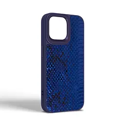 Кожаный чехол для Apple iPhone 14 Pro Max, Harder Snake Pattern, синий, термополиуретан ТПУ + экокожа с текстурой змеиной кожи, панель, защита корпуса, противоударный, микрофибра, рамка вокруг камеры, защита всего корпуса, (ARM76814) - мініатюра 2