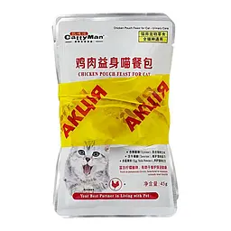 Вологий корм CattyMan Urinary Care 3+1 Курка з макрелью в желе для котів 4х45г, профілактика сечокам'яної хвороби