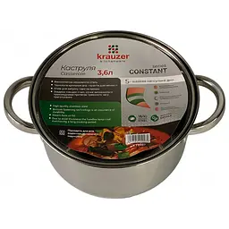Каструля Krauzer Constant, зі скляною кришкою, 20 см, 3,6 л (78007) - мініатюра 3