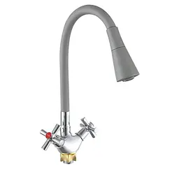 Змішувач для кухні з силіконовим виливом Zerix Tlt 722 Reflector Gray ZX5990, Хром