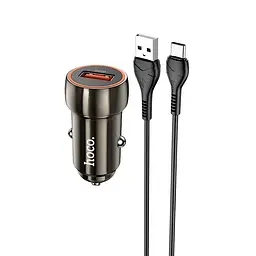 Адаптер автомобільний HOCO Type-C Cable Blue shield single port car charger Z46 коричневий