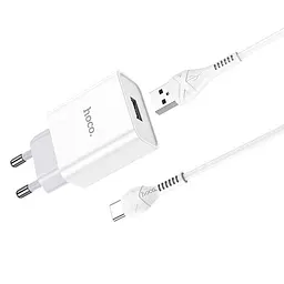 МЗП Hoco C81A Asombroso 2.1A (1USB-A) + кабель USB to Type-C Білий - мініатюра 3