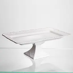 Тортівниця порцелянова  Yiwu  White Square 30.5х30.5 см квадратна на ніжці  Yiwu 120-YH-HG061 - мініатюра 3