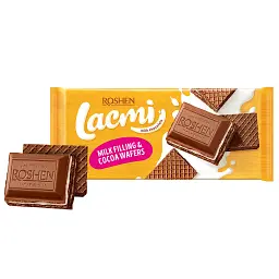 Упаковка шоколаду Roshen Lacmi молочний з молочною начинкою та вафлею 90 г х 12 шт - мініатюра 2