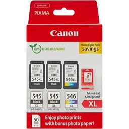 Картридж Canon PG-545/CL-546 Multipack XL 2xBK+Color, +Paper, carton (8286B015)