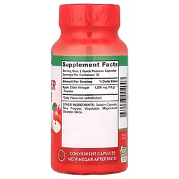 Яблучний оцет Nature's Truth Triple Strength Apple Cider Vinegar 1200 мг 60 капсул швидкого вивільнення - мініатюра 2
