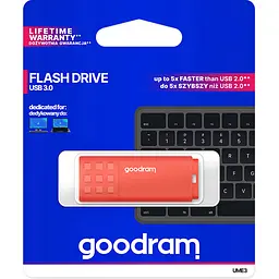 Флеш-накопичувач GoodRam USB3.0 128GB UME3 Orange (UME3-1280O0R11) - мініатюра 3