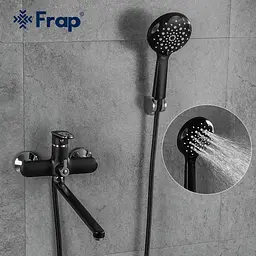 Змішувач для ванни Frap F2249-6, чорний/хром, Чорний матовий - мініатюра 2