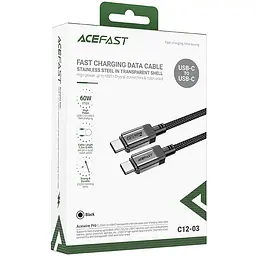 Дата кабель Acefast C12-03 Type-C to Type-C 60W (1.2m) Black - мініатюра 5