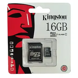 Карта пам'яті із SD адаптером 16GB Kingston MicroSD Class 10