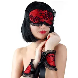 Мереживна маска на очі з наручниками Mask and Handcuffs Art of Sex SO5160 95024 - мініатюра 1