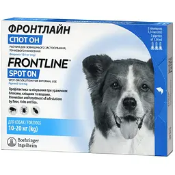 Краплі Boehringer Ingelheim Frontline Spot On від бліх та кліщів для собак 10-20 кг 4.02 мл (3 шт. х 1.34 мл)  (159922) - мініатюра 2