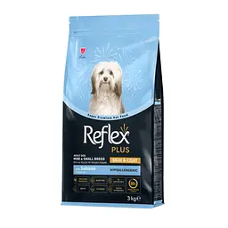Повноцінний та збалансований сухий корм Reflex Plus для шкіри та шерсті собак малих порід з лососем 3 кг
