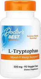 Амінокислота Doctor's Best Триптофан L-Tryptophan 500 мг 90 вег капс