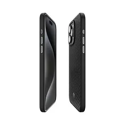 Карбоновий чохол Spigen Enzo Aramid Matte Black для iPhone 15 Pro (ACS07045) - мініатюра 3