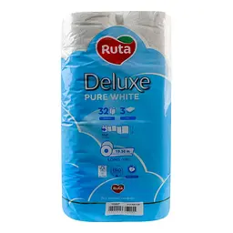Папір туалетний Ruta Pure White Deluxe 32 рул 3 ш білий - мініатюра 4