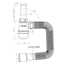 Напівсифон SantehPlast LN-00.06 G 1 1/4" Лотос-міні з гнучкою трубою 32х40/50 30412 - мініатюра 3