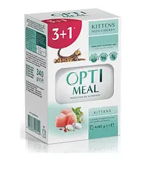 Набор влажного корма для котят Optimeal 3+1 с курицей, 4×85 г