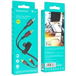 Кабель з липучкою Borofone 1.5 м 2 RCA - 2 RCA BL13 Double Lotus audio - мініатюра 3