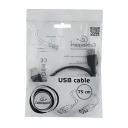 Дата кабель USB 2.0 AM/AF 0.75m Cablexpert (CC-USB2-AMAF-75CM/300-BK) - мініатюра 4